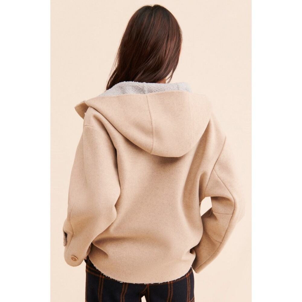 FP We The Free Womens Boho Slouchy Hooded Duffle Toggle Jacket Tan Size XS - Picture 8 of 15
